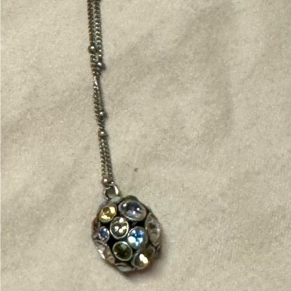 Fossil Silver and Yellow Necklace with Vibrant Design - Picture 2 of 5